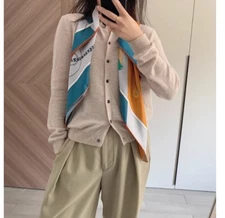 New Spring Boutique High Quality Mulberry Two Face Twill Silk Print Scarf 35‘’