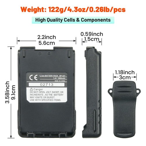 5PC BP-227 1900mAh Akumulator litowo-jonowy do IC-F50 IC-F60 IC-F61 IC-F88 IC-M87 IC-V85 - Zdjęcie 2 z 12