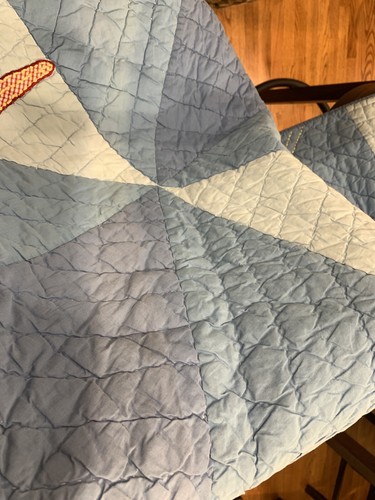 Vintage Pottery Barn Kids Airplane Quilt Blue Ivory Red Twin Comforter 86”x64” - Picture 15 of 15