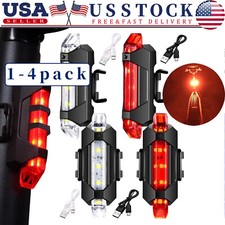 Bike Tail Light Bicycle Rechargeable USB 5 LED Safety Rear Lamp Flashing Wraning