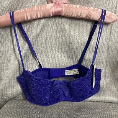 B.Tempted by Wacoal Womens Ciao Bella Lace Balconette Bra, Sz 34B Blue