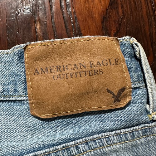 American Eagle Jeans Mens 34x32 Blue Relaxed Straight Faded Whiskers - Picture 4 of 14