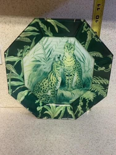 2 MARYE-KELLEY DECOUPAGE 10” OCTAGONAL PLATES RHINO & WILD CATS - Picture 8 of 8