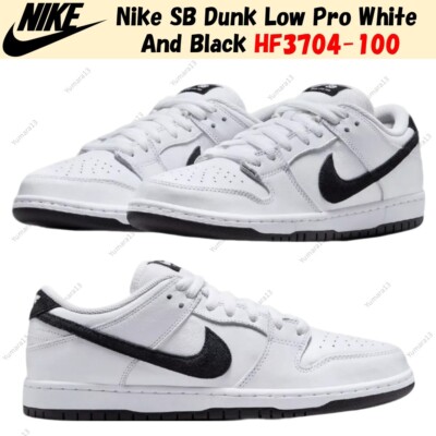 Nike SB Dunk Low Pro White And Black HF3704-100 Men's Size Nike SB Dunk Low Pro White And Black HF3704-100 Men's Size
