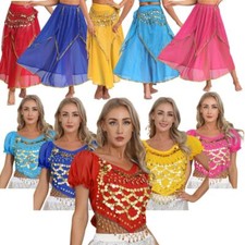 Women Outfits Belly Dance Set Carnival Suit Sequins Halloween Cosplay Theme