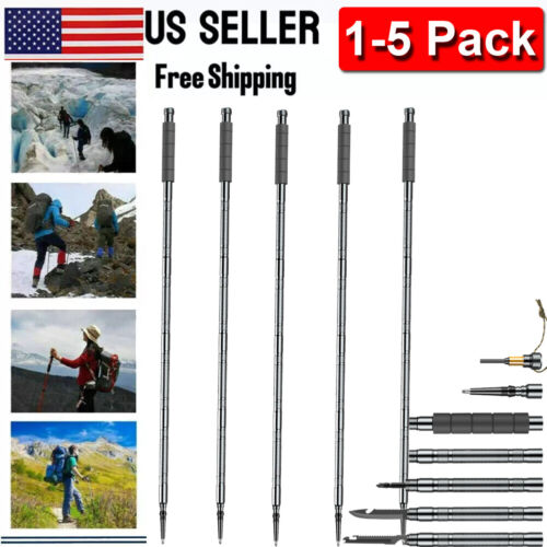 Trekking Poles Walking Sticks Anti-shock Hiking Alpenstock Outdoor Stock 1-5Pack