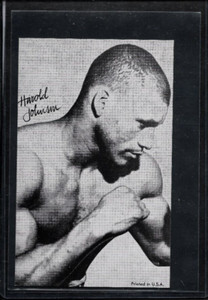 1958-62 HAROLD JOHNSON  Exhibit Supply Co Arcade Card Boxing NM Sharp!