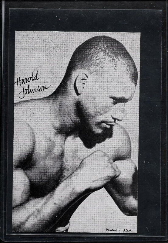 1958-62 HAROLD JOHNSON  Exhibit Supply Co Arcade Card Boxing NM Sharp!