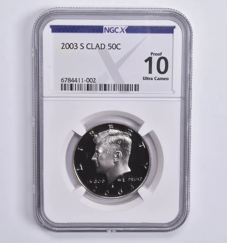 Proof 10 UCam 2003-S CLAD Kennedy Half Dollar 50c NGC X NGCX
