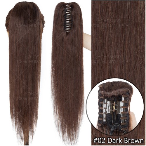 THICK 100% Remy Human Hair Claw Ponytail Wrap Clip In Extensions Balayage Braid - Picture 15 of 32