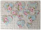 Vintage Cutter Quilt Quilted Heart Applique Die Cuts Blue Aqua Pink CottageCore
