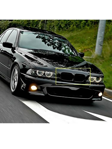 For BMW 5 Series E39 Kidney Grille Grill Gloss Black Twin Bar Slat 1999-2003 20 - Bild 12 von 21