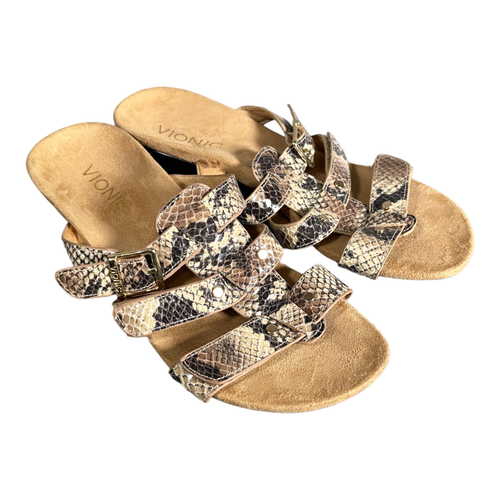 Vionic Sandalen 6 Damen mehrfarbig Radia Leder Pantoletten Keilabsatz niedrige Riemen Slipper