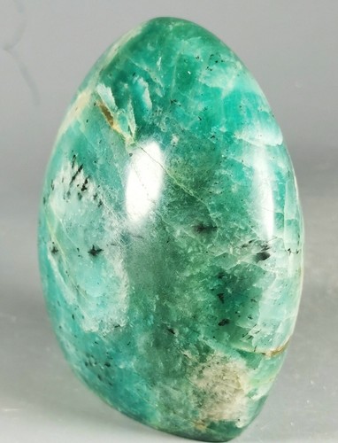 AMAZONITE w/ SMOKY QUARTZ Crystal Polished Freeform Standup Stone - Madagascar - Picture 3 of 9