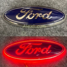 9 inch Red LED Static Light Emblem Badge For Ford Truck Oval Blue Housing