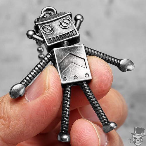 Collar retro con colgante de robot steampunk Sculpt Rings™ para hombre - Imagen 5 de 11