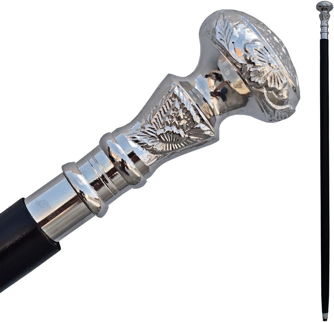 Antique Solid Chrome Head Handle Victorian Handma… - image 6