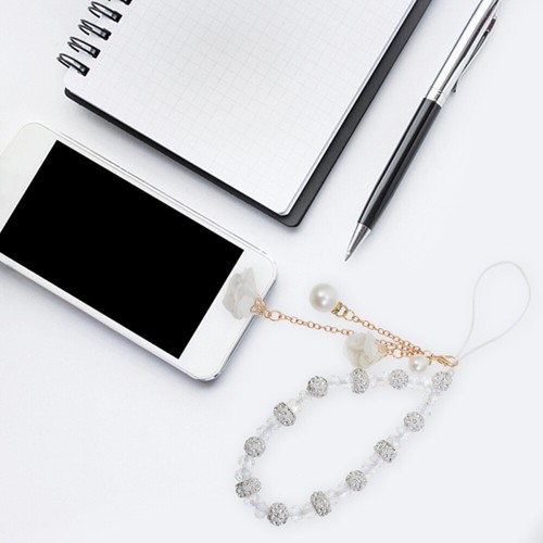 Crystal Flower Pendant Miss Delicate Phone Charm for Wrist Lanyard Chain - Zdjęcie 9 z 12