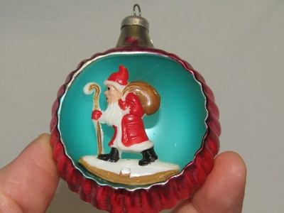 Italy 3d Diorama Vintage Glass Santa Antique Christmas Ornament Decoration 1950s Ebay