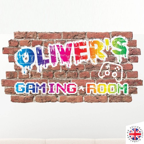 NOME PERSONALIZZATO Adesivo Decalcomania Da Parete Vinile SALA GIOCHI Bambini Ragazzi Ragazze - Foto 1 di 8