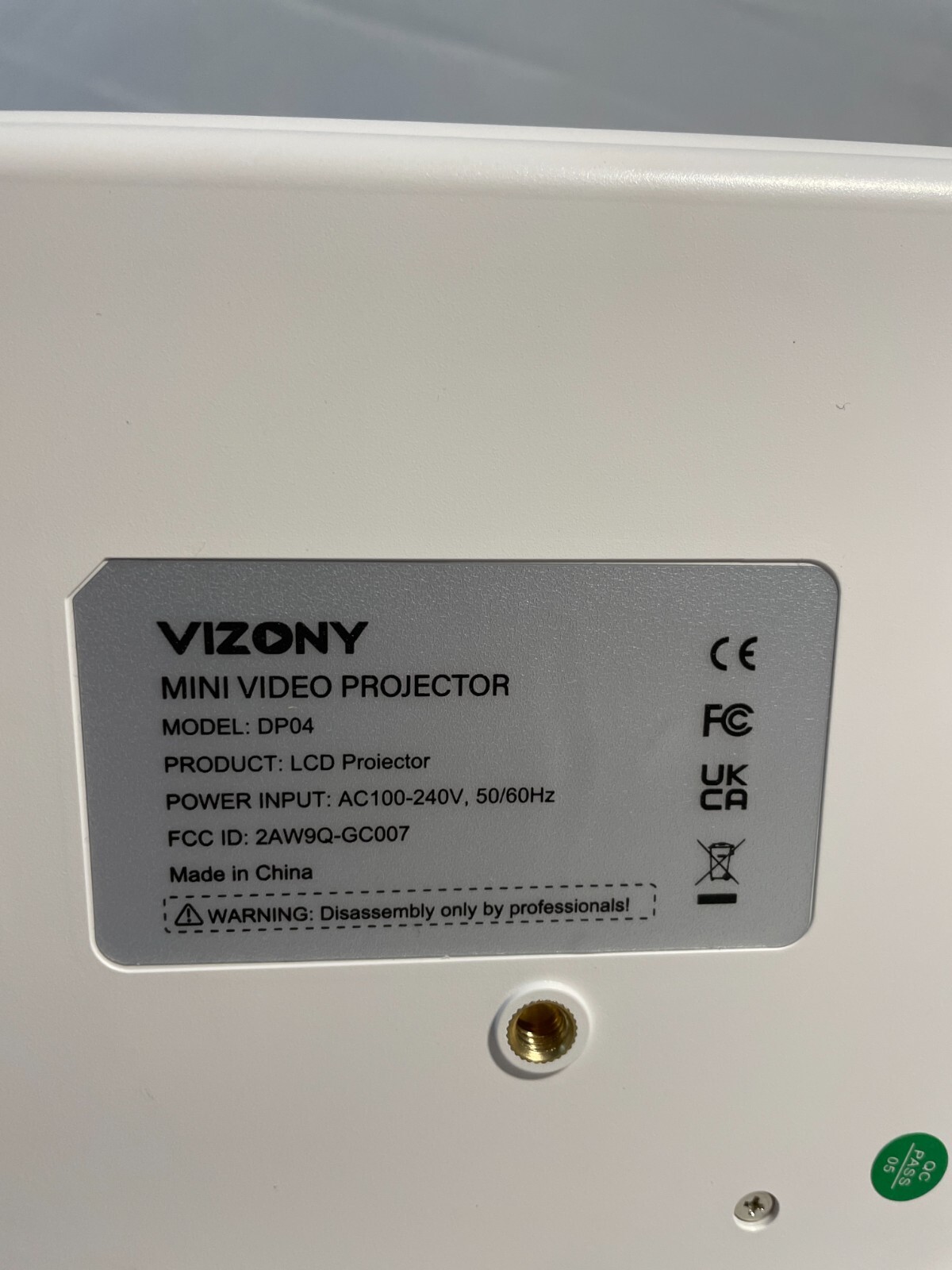 VIZONY DP04 White Portable Wi-Fi Bluetooth Display Zoom Mini Video Projector