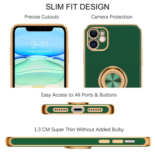 For iPhone 11 6.1" Case Shockproof Protective Rugged Cover & Golden Ring Holder - Bild 18 von 136