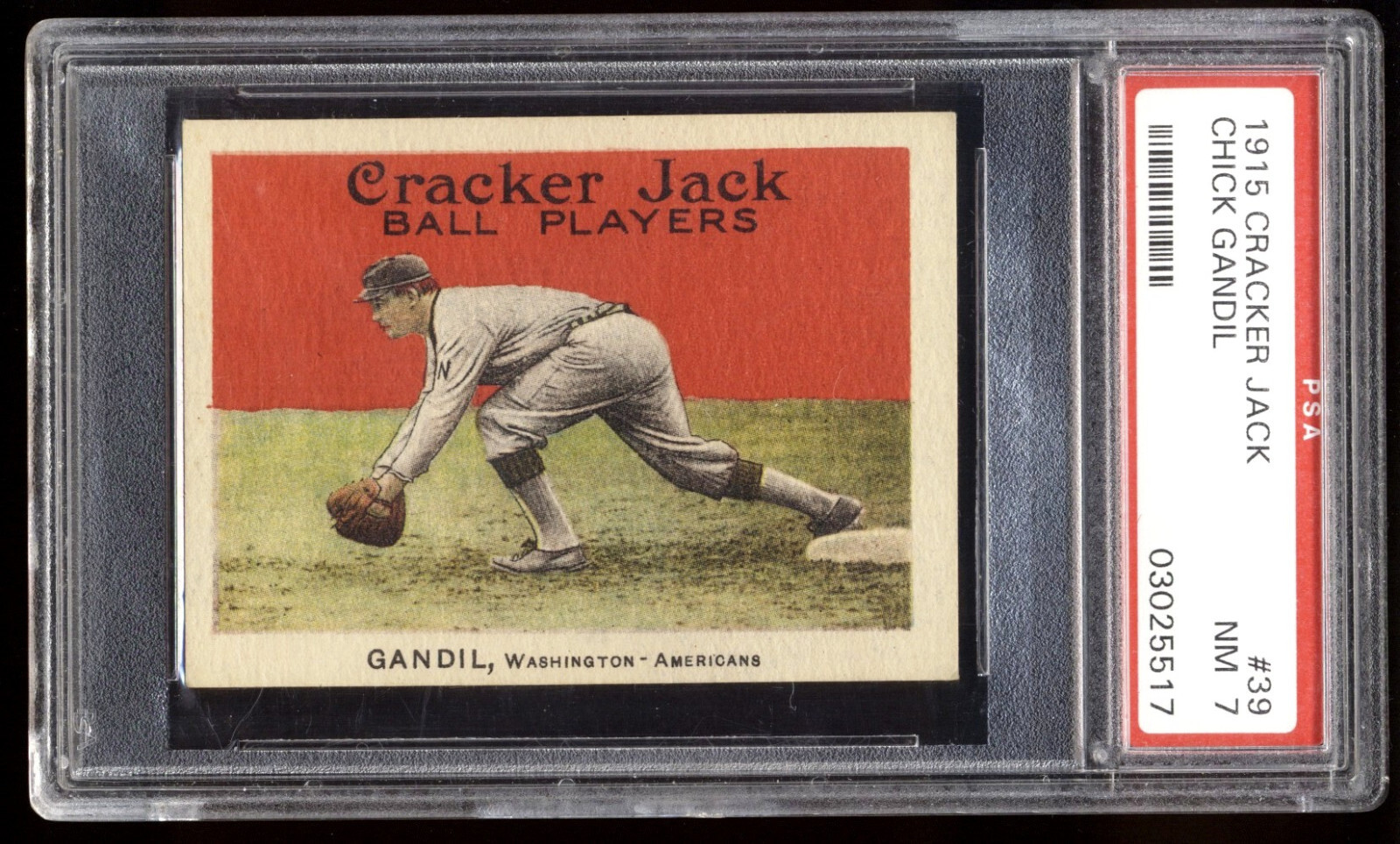 1915 Cracker Jack #39 Chick Gandil - PSA 7 - Washington, Chicago WHITE/BLACK SOX