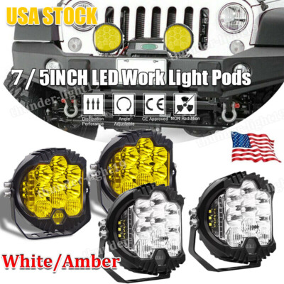 2PCS 5/7 inch Car LED Work Light Pods Spot Flood Combo Fog Lamps ...