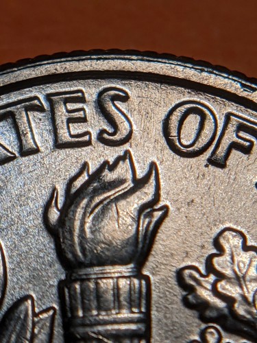 2020 P Roosevelt Dime Error FB Retained Die Break Delam Multiple Chips RR Collar - Picture 9 of 12