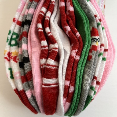Capelli Girls No Show Socks M/L 10 Pair 4 Christmas & 6 Everyday Prints/Solids - Picture 2 of 7