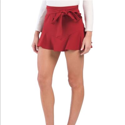 ZARA RED TIE FRONT SKORT NEW WOMEN'S SIZE LARGE