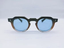 LESCA Lunetier Color 46 Eyeglasses Frame 47-25-145Blue Lenses CROWN PANTO