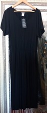 New KIM CO Ladies Smart Black Stretchy Comfy Lightweight Wide-Leg Jumpsuit UK M
