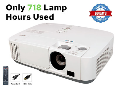 NEC P401W 3LCD Projector 4000 Lumens HD 1080i HDMI - Only 718 Hours Used! Bundle