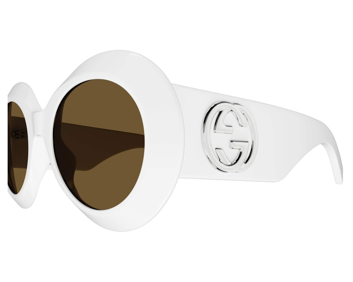 Gucci Cream Round Logo Sunglasses - GG0256S-003 GUCCI Round Gold/Brown Lens 56-145MM Women main image 4