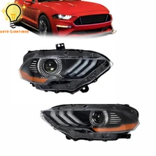 For 2018-2020 Ford Mustang Left&Right Side LED w/DRL Headlights Headlamps Black