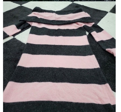 Bebe Pink Black Striped Cashmere Jumper Dress S - Picture 4 of 6