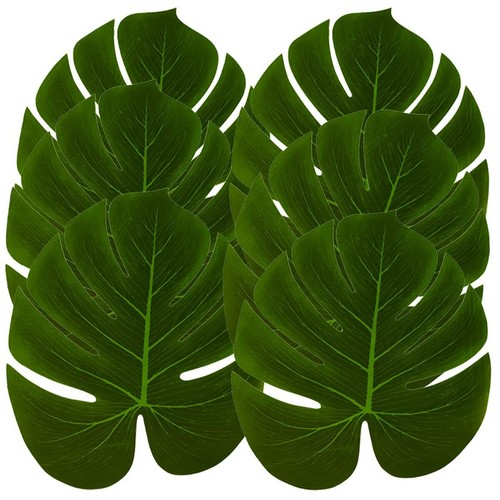 Artificial Palm Leaves, 24 Pieces Large Palm Leaves for Hawaiian Luau Party J...