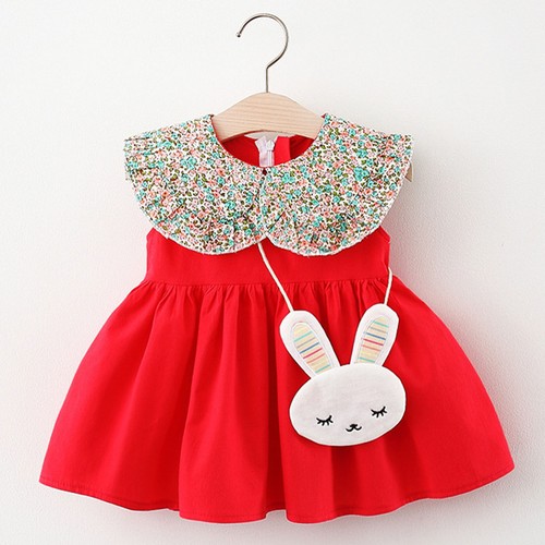 Summer Baby Kids Girls Sleeveless Floral Princess Dress Bag Clothes Outfits - Picture 25 of 26
