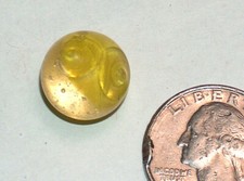 Vintage 9/16" Old Transparent Glass w/ Yellow Swirl Marble with Pontil Mark
