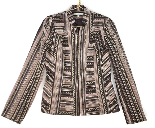 Jackeline Riv Women’s Zip Up BLAZER Lined Multi Brown Colored