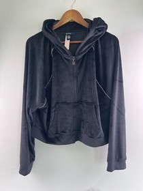 Victoria’s Secret Velour Long Sleeve W Huddie Top  Lounge Pants Set Black XL NWT