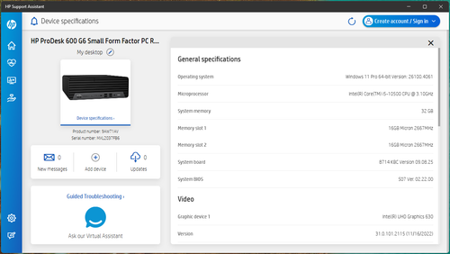 HP ProDesk 600 G6 SFF PC 10th Gen i5-10500@3.1GHz 32GB RAM 1 TB SSD Win 11 Pro-1 - Afbeelding 10 van 22