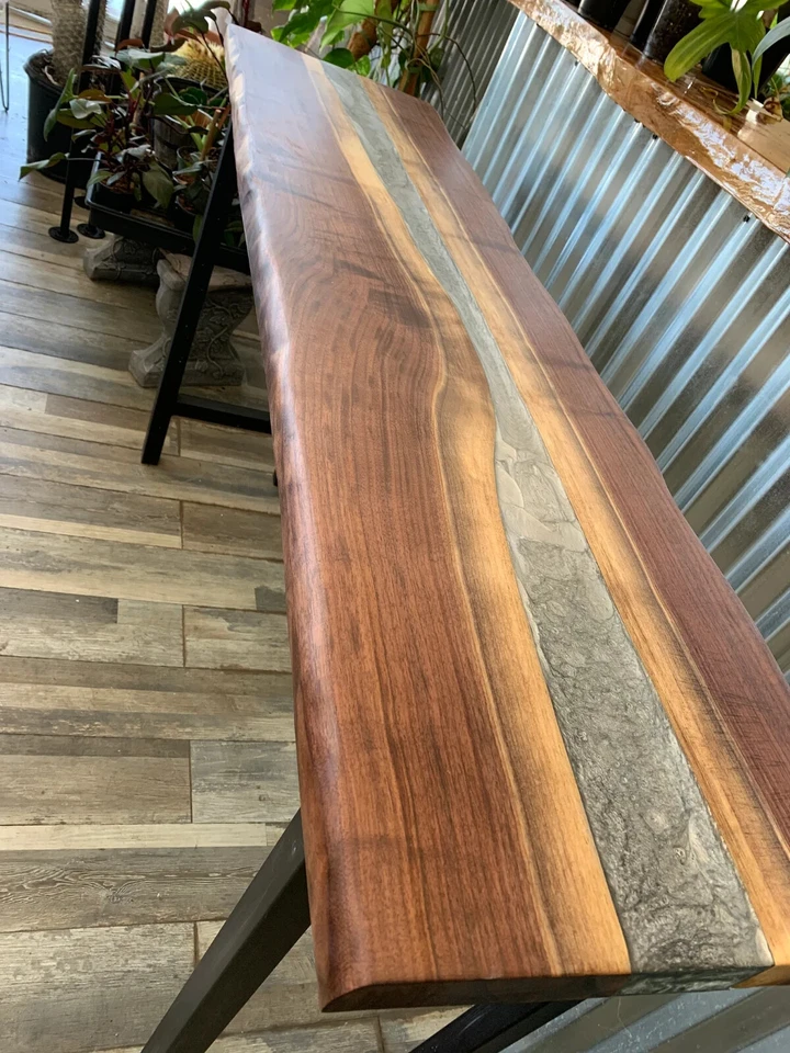 Wooden Epoxy Console Table | Handmade Side/End Table | Resin River Furniture Art - Image 3 of 4