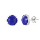 Earrings 9mm Round Studs Sterling Silver Blue Lapis Gemstone