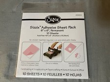 NEW Sizzix Adhesive Sheet Pack 6" x 6" 10 Sheets Permanent 656802