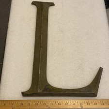 Vintage or Antique Cast Bronze or Brass 16  Letter L Building Marquee Sign