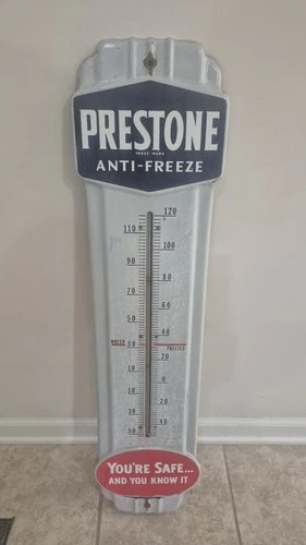 NICE! Vintage Prestone Anti-Freeze Porcelain Thermometer WORKS