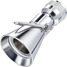 Enhon 2 Setting Pivoting Single Spray Shower Head with Shut Off Valve, Chrome