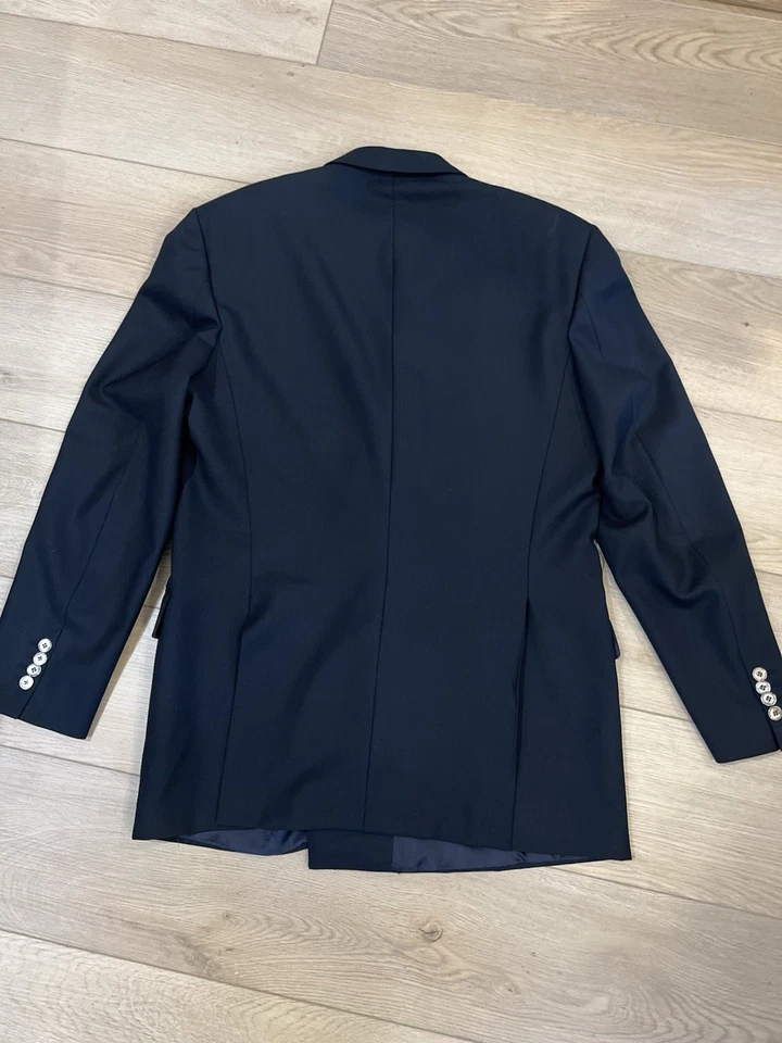 Chaqueta Traje Belvest Vintage Para Hombre Doble Pecho Lana, Italiana, Azul Marino / 52R Foto 3 de 4